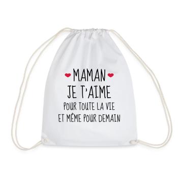 Maman je t'aime - Mère - Bébé - Naissance - Amour - Sac de sport léger - blanc - Devant
