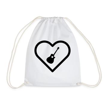 Heart I love acoustic guitar guitar guitarist music - Drawstring Bag - white - Front
