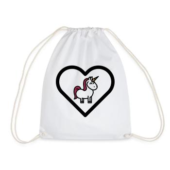 Coeur licornes licornes filles enfants mignons contes de fées - Sac de sport léger - blanc - Devant