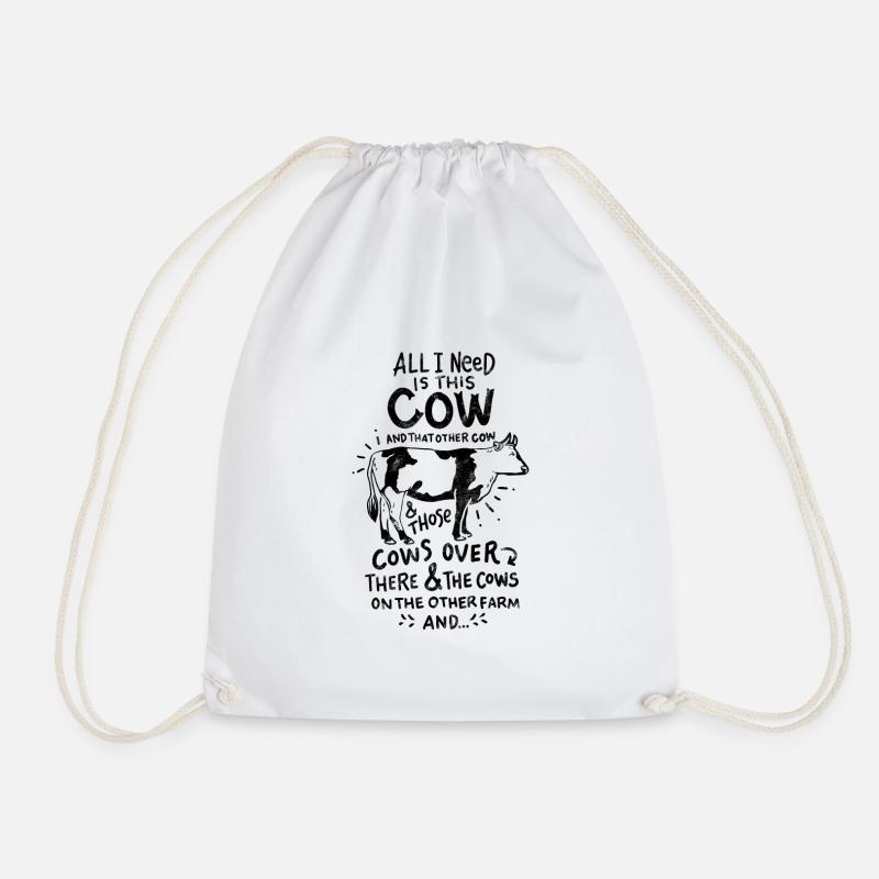 cow - Drawstring Bag - white