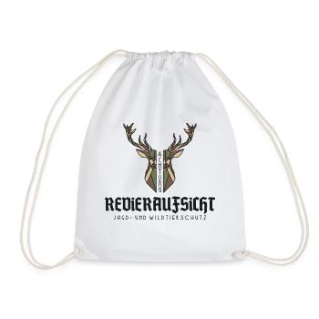 REVIERAUFSICHT HIRSCH WILD TIER JAGD JÄGER SPRUCH - Turnbeutel - Weiß - Vorne