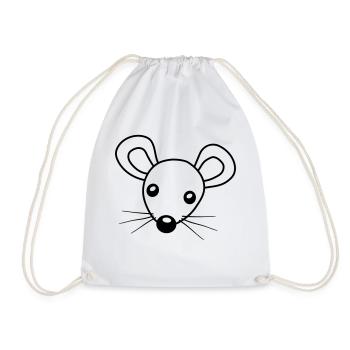 Head Mouse Clipart - Drawstring Bag - white - Front