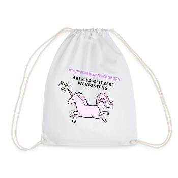 Glitzer Einhorn - Turnbeutel - Weiß - Vorne
