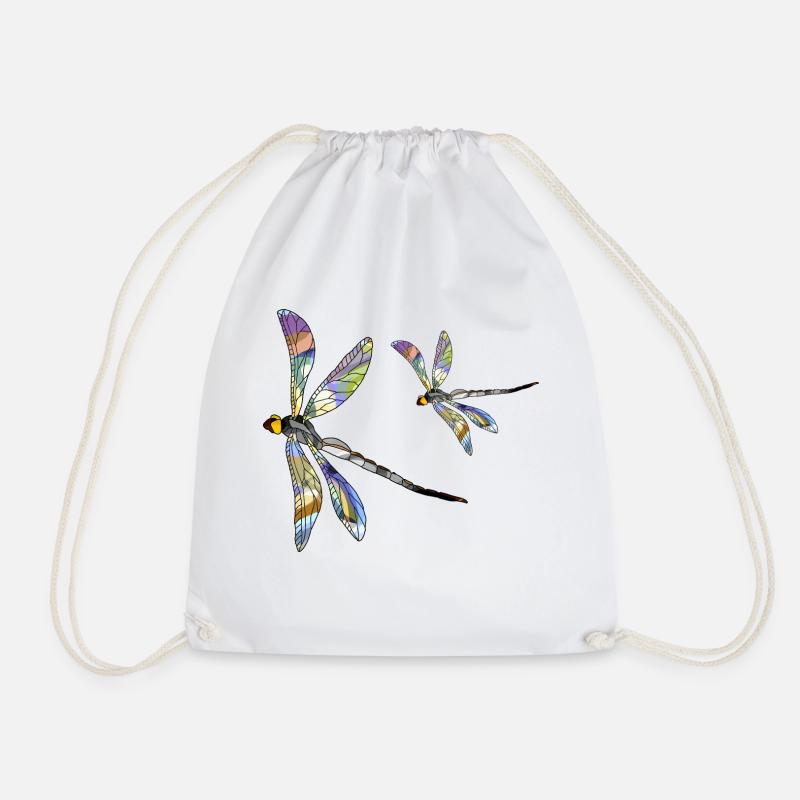 dragonfly - Drawstring Bag - white