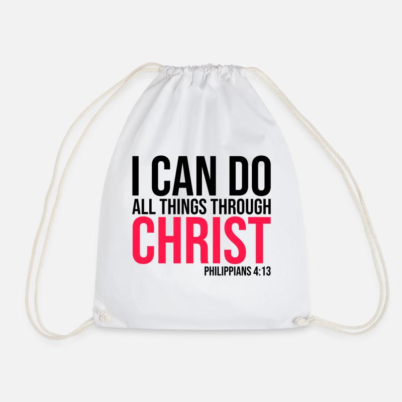 I Can Do All Things Through Christ Phil. 4:13 - Drawstring Bag - white