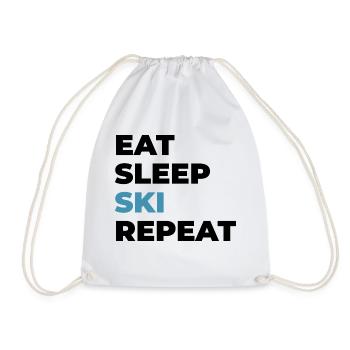 Eat Sleep Ski Repeat - Drawstring Bag - white - Front