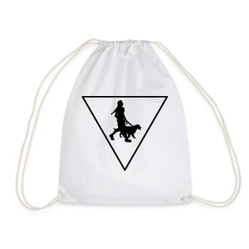 Triangle and Dog - (3) - Drawstring Bag - white - Front