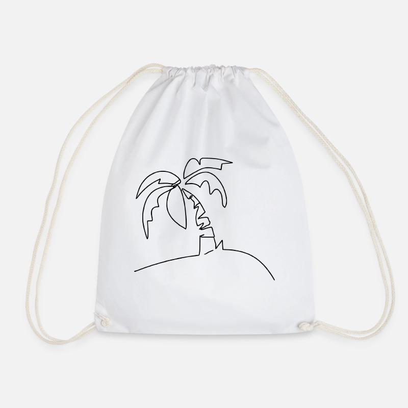 Palm Island Oneline - Drawstring Bag - white