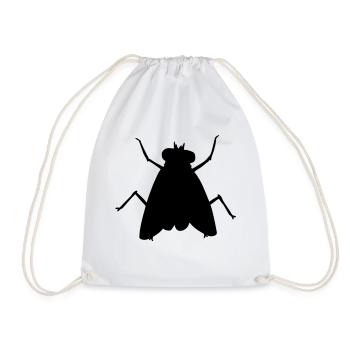 Silhouette Small House Fly Insect - Drawstring Bag - white - Front