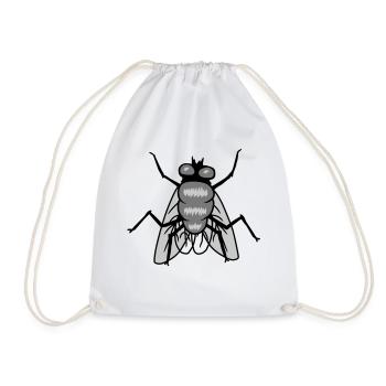 Small House Fly Insect Design - Drawstring Bag - white - Front