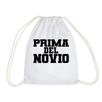 Prima del Novio Groom's Cousin Women Wedding Gift - Drawstring Bag - white - Front
