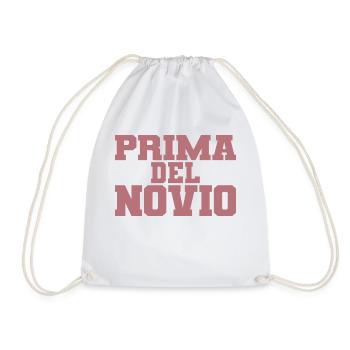 Prima del Novio Groom's Cousin Women Wedding Gift - Drawstring Bag - white - Front
