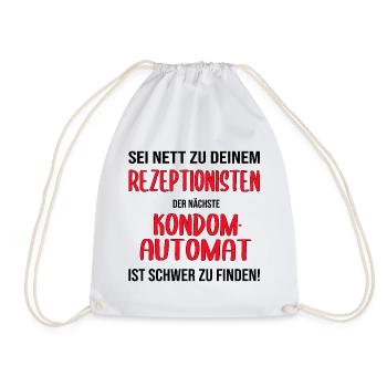 Rezeptionist Hotel Pension Kondome Geschenk lustig - Turnbeutel - Weiß - Vorne