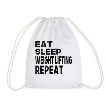 Eat Sleep Weight Lifting Repeat - Drawstring Bag - white - Front