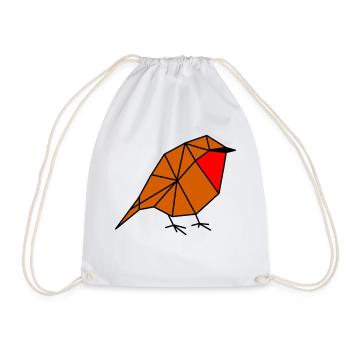Geometric Robin - Drawstring Bag - white - Front
