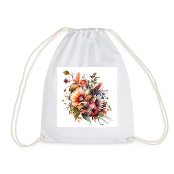 Aquarellstrauß von Sommerblumen - Turnbeutel - Weiß - Vorne