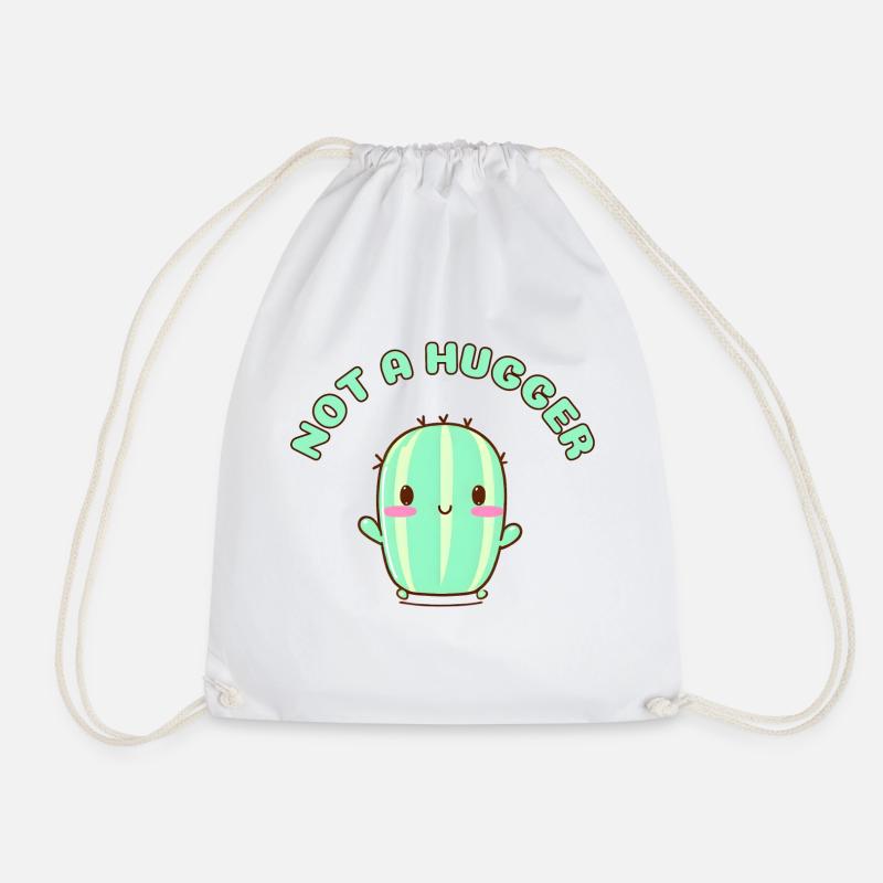 Not a hugger - funny cactus - Drawstring Bag - white