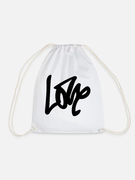 LOVE - Drawstring Bag - white