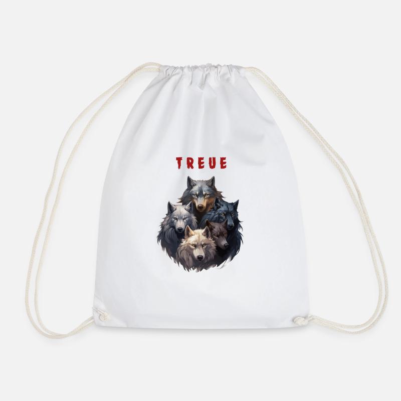 Loyal Wolf Pack - Drawstring Bag - white