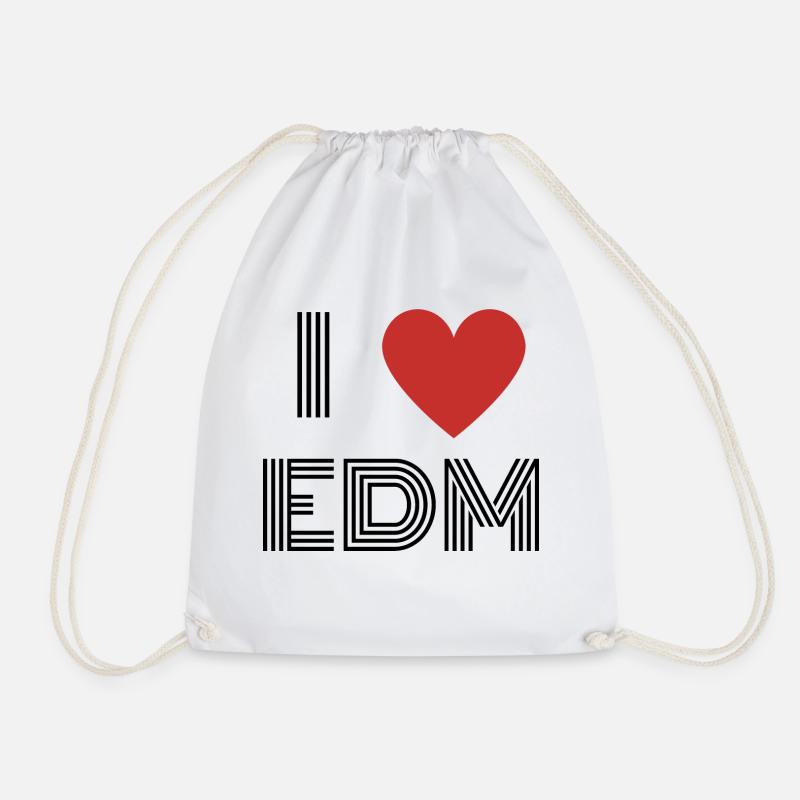 I LOVE EDM - Drawstring Bag - white