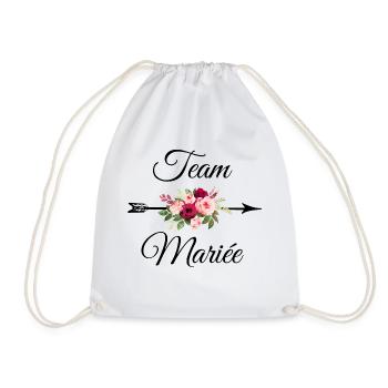Team The Bride Arrow Flower Bouquet - Drawstring Bag - white - Front
