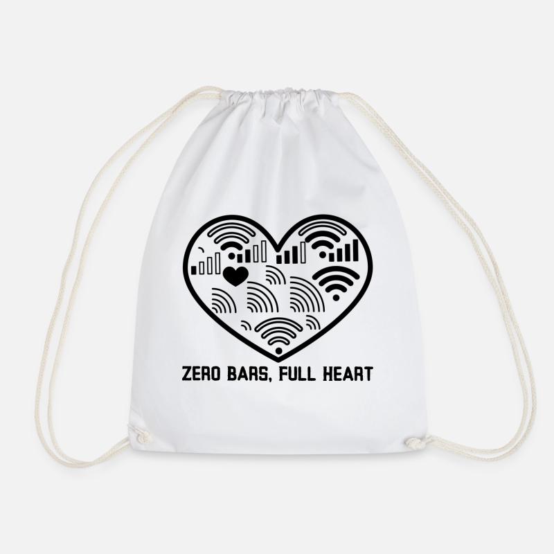 Zero Bars, Full Heart - Drawstring Bag - white