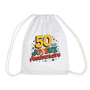 50 ans - Joyeux Anniversaire - Sac de sport léger - blanc - Devant