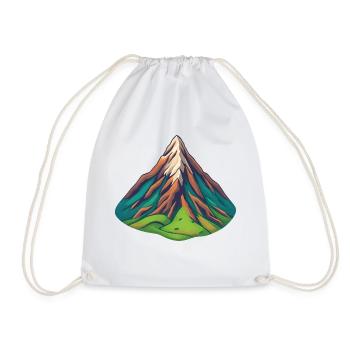 Whimsical Mountain Range Valley Landscape - Drawstring Bag - white - Front