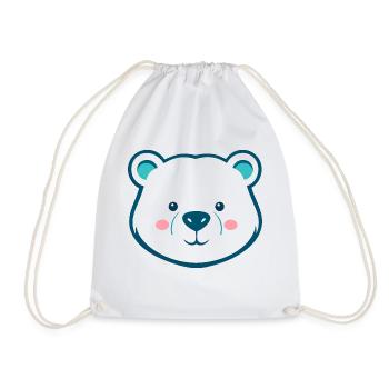 Niedlicher Cartoon Teddybär - Blau-Weißes Design - Turnbeutel - Weiß - Vorne