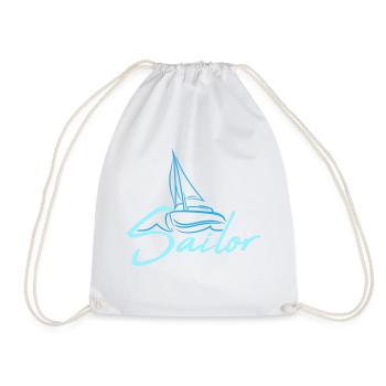 Sailor Text Logo Segel Crew Fun Schiff Boot Symbol - Turnbeutel - Weiß - Vorne