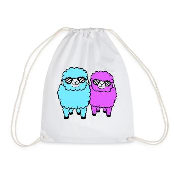 2 Sheep Sunglasses Party Sheep Team Friends - Drawstring Bag - white - Front