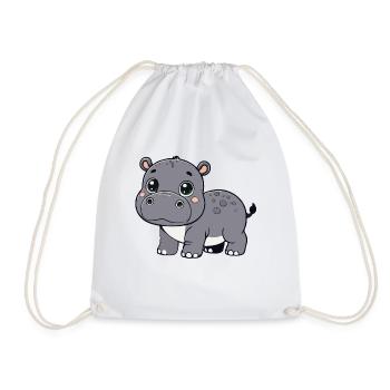 Hippopotamus child - Drawstring Bag - white - Front