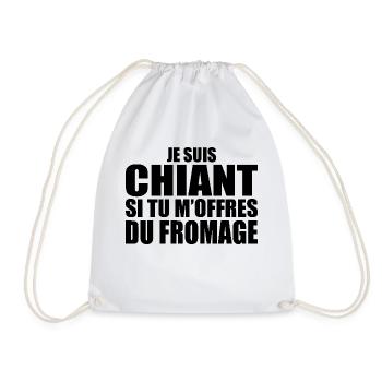 Man who adores: Cheese. Funny Design Humor - Drawstring Bag - white - Front