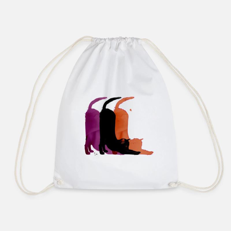 Cat - Drawstring Bag - white
