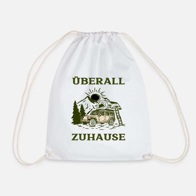 Überall Zuhause - Camping - Turnbeutel - Weiß