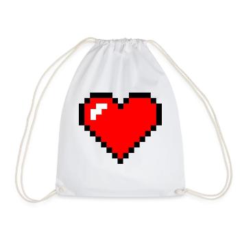 heart pixel - Drawstring Bag - white - Front