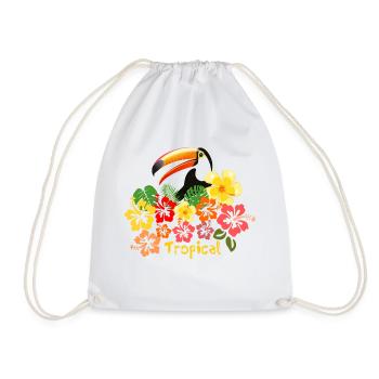 Toucan hibiscus fleurs été vacances forêt tropicale - Sac de sport léger - blanc - Devant