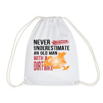 Never Underestimate With A Dirt Bike - Turnbeutel - Weiß - Vorne