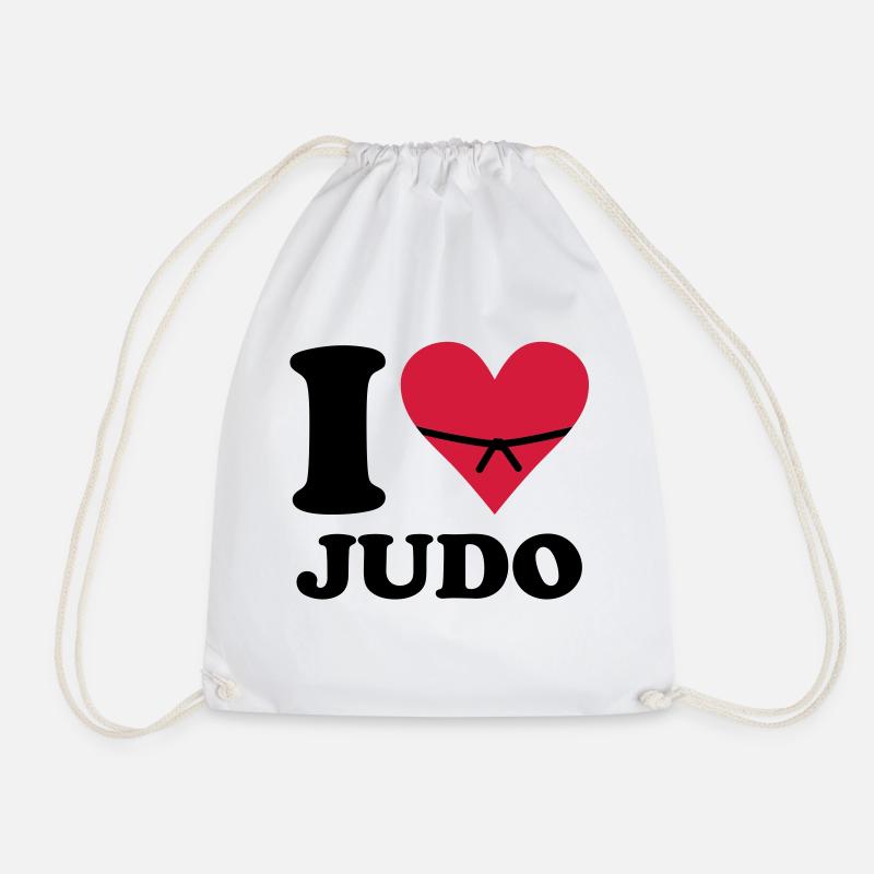 i love judo - Drawstring Bag - white