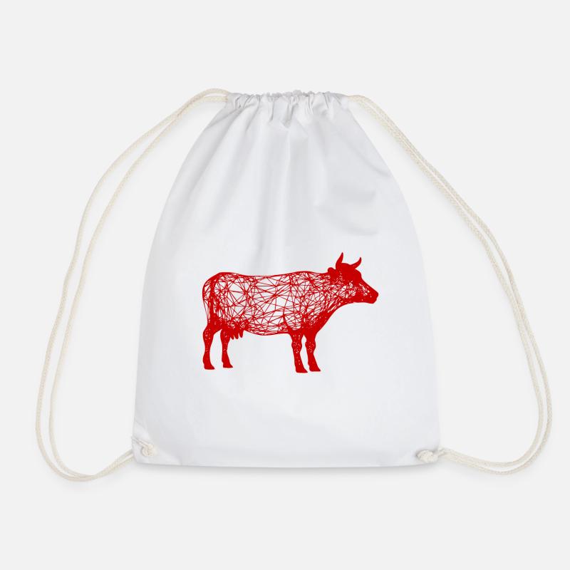 A red wild bull with horns - Drawstring Bag - white