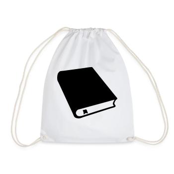 cartoon vector book reader bookseller writer - Drawstring Bag - white - Front