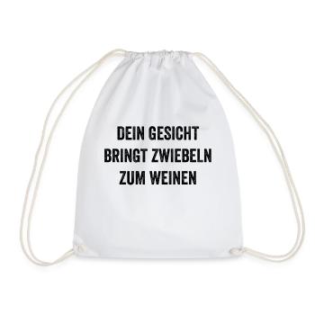 Lustiger Spruch über Gesicht und Zwiebeln - Turnbeutel - Weiß - Vorne