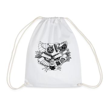 steampank raccoon - Drawstring Bag - white - Front