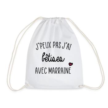 jpeux pas jai betise avec marraine coeur 3 - Sac de sport léger - blanc - Devant