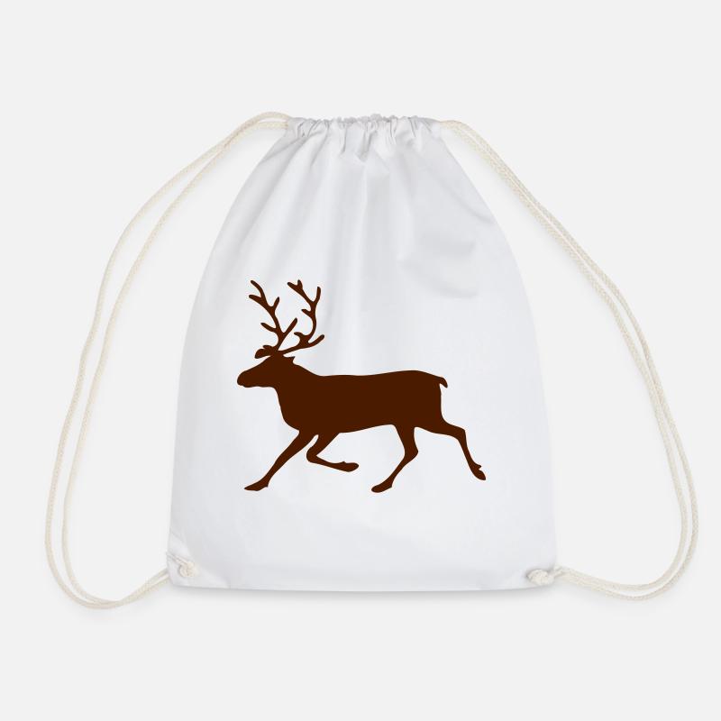 Reindeer - Drawstring Bag - white