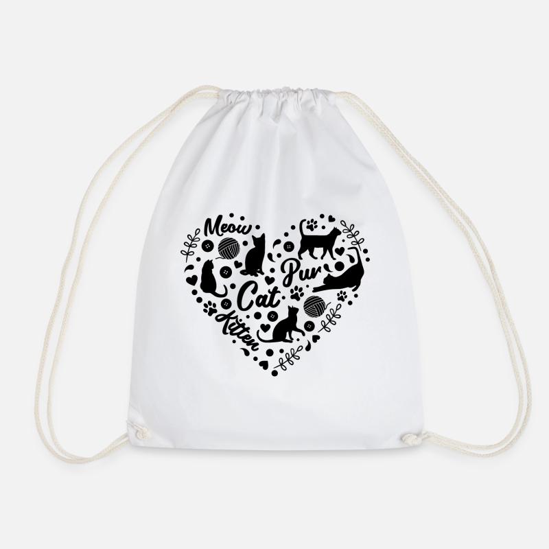 Cat's Life - Drawstring Bag - white