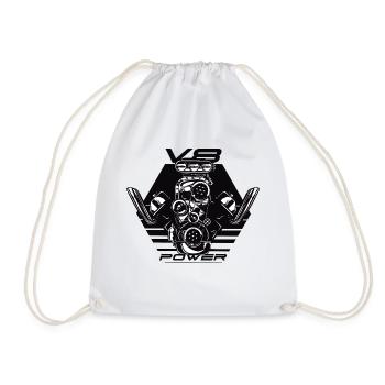 V8 Power Motor Mechanic Muscle Car Car - Drawstring Bag - white - Front