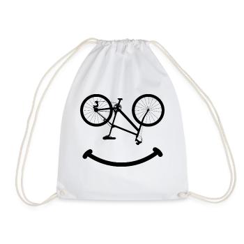 Bicycle Bike Face Funny Funny Cycling black - Drawstring Bag - white - Front