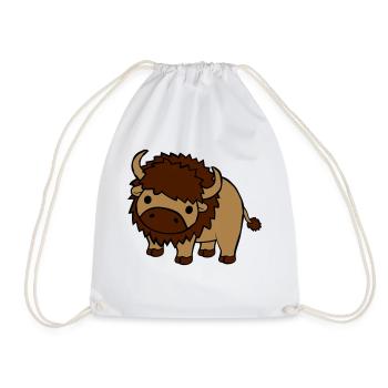 Süßes großes Bison - Turnbeutel - Weiß - Vorne