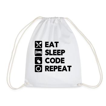 Eat Sleep Code Repeat Coder Programmer Software De - Turnbeutel - Weiß - Vorne